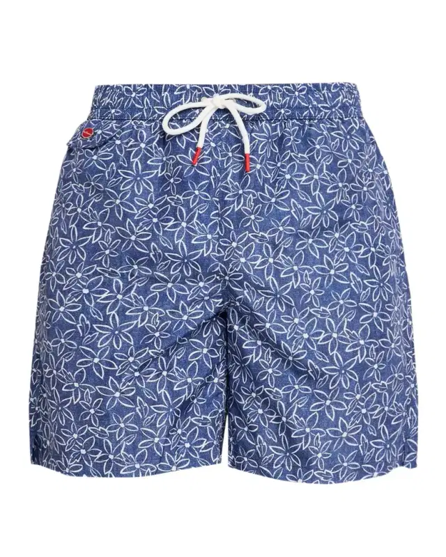 Kiton Men 's Floral Polyester Swim Trunks