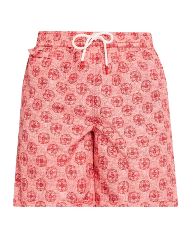 Kiton Men 's Scratch-Print Medallion Swim Trunks