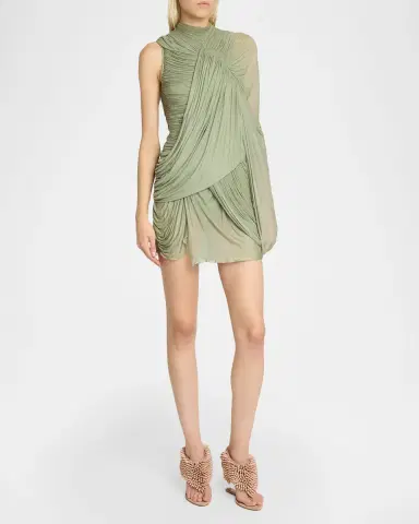 Balmain One-Shoulder Draped Mini Dress | Thumbnail 4