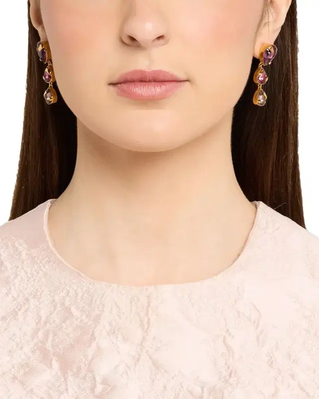 Pear Rhinestone Drop Earrings