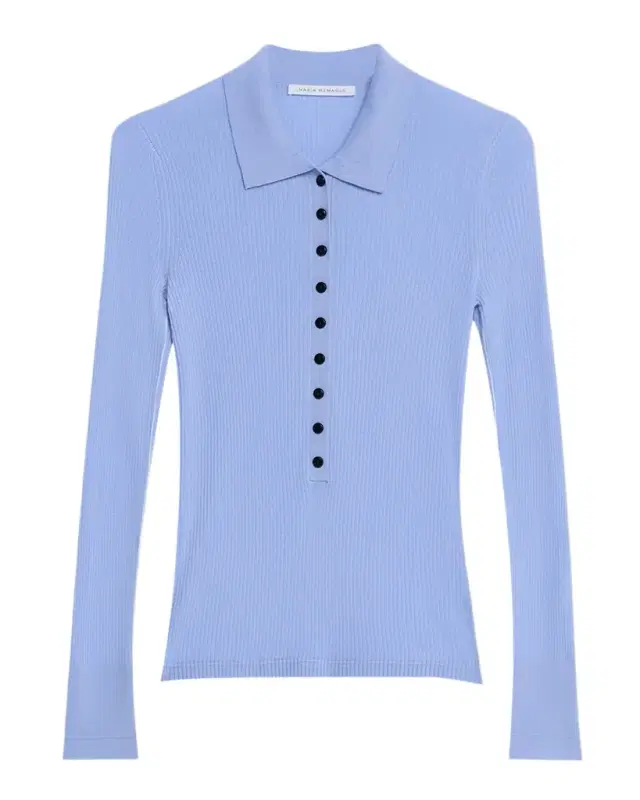 Tiny Button Long-Sleeve Rib Polo Sweater
