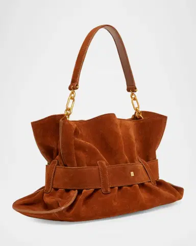 Balmain Anthem Medium Shoulder Bag in Suede | Thumbnail 3