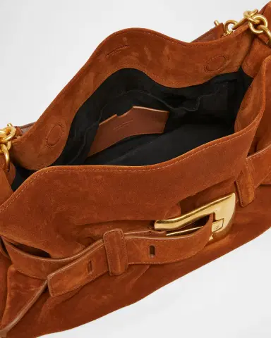 Balmain Anthem Medium Shoulder Bag in Suede | Thumbnail 4
