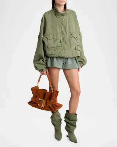 Balmain Anthem Medium Shoulder Bag in Suede | Thumbnail 5