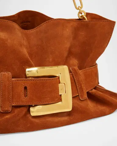 Balmain Anthem Medium Shoulder Bag in Suede | Thumbnail 6