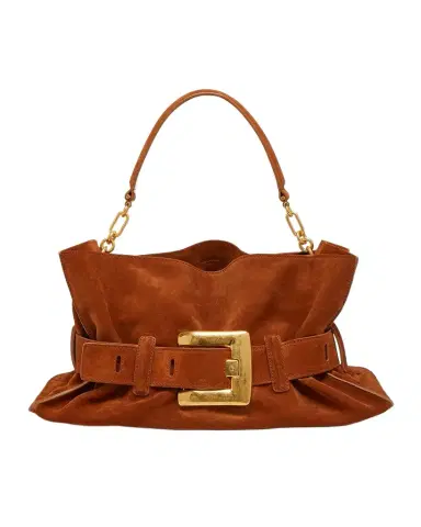 Balmain Anthem Medium Shoulder Bag in Suede | Thumbnail 1