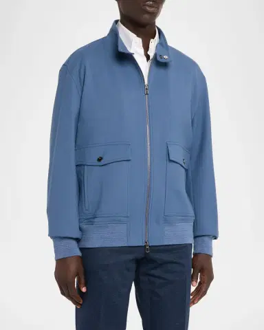 Isaia Baracuta Stretch-Wool Zip-Up Bomber Jacket | Thumbnail 4 Isaia Baracuta Stretch-Wool Zip-Up Bomber Jacket | Thumbnail 4