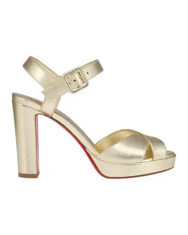Christian Louboutin 100mm Cora Metallic Nappa Leather Platform Sandals | Thumbnail 1 Christian Louboutin 100mm Cora Metallic Nappa Leather Platform Sandals | Thumbnail 1