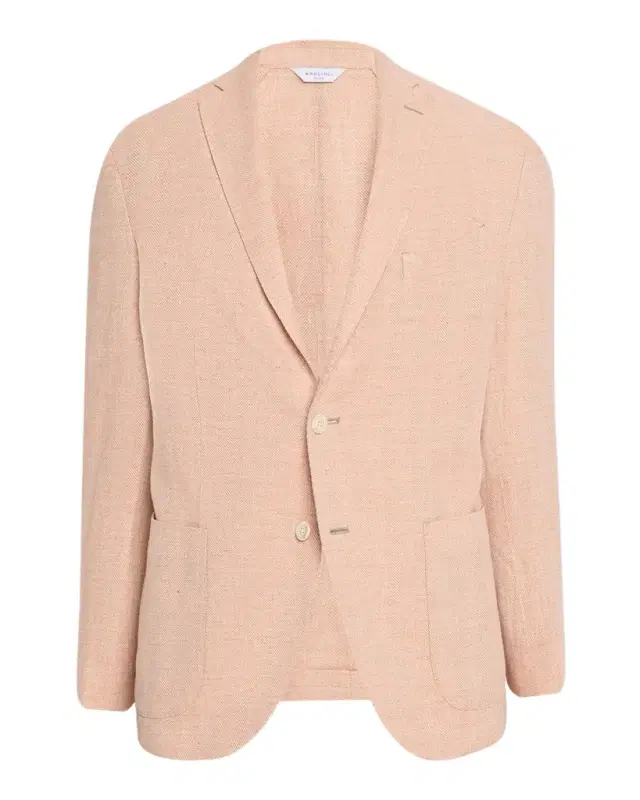 Boglioli Men's Linen and Wool Herringbone Single-Breasted Blazer