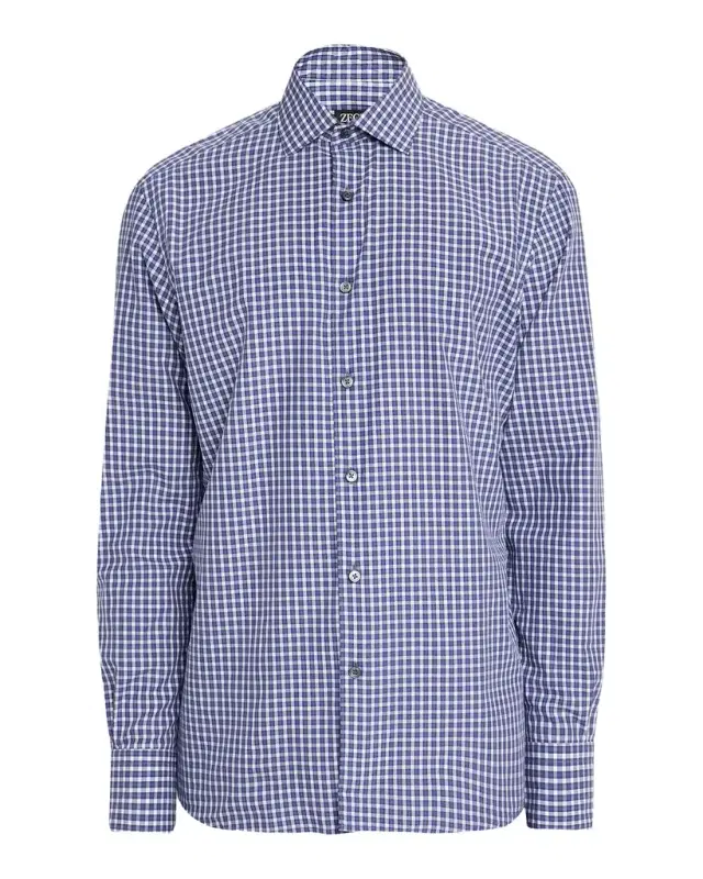 Men 's Petite Check Cotton Button-Down Shirt
