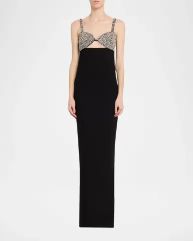 The New Arrivals by Ilkyaz Ozel Lux Crystal-Embellished Cutout Column Gown | Thumbnail 2 The New Arrivals by Ilkyaz Ozel Lux Crystal-Embellished Cutout Column Gown | Thumbnail 2