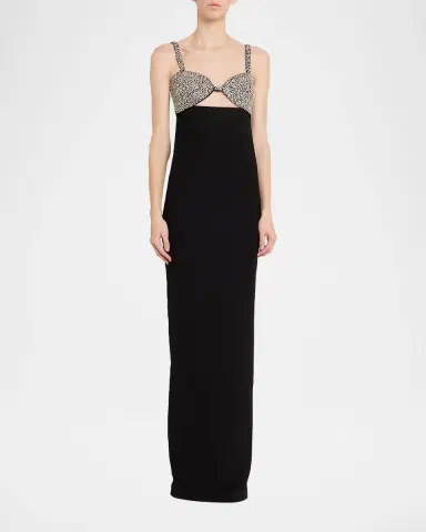 The New Arrivals by Ilkyaz Ozel Lux Crystal-Embellished Cutout Column Gown | Thumbnail 4 The New Arrivals by Ilkyaz Ozel Lux Crystal-Embellished Cutout Column Gown | Thumbnail 4