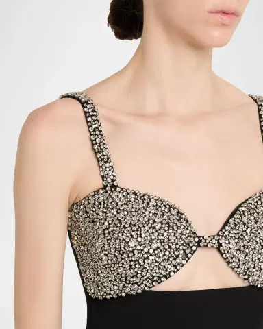 The New Arrivals by Ilkyaz Ozel Lux Crystal-Embellished Cutout Column Gown | Thumbnail 5 The New Arrivals by Ilkyaz Ozel Lux Crystal-Embellished Cutout Column Gown | Thumbnail 5