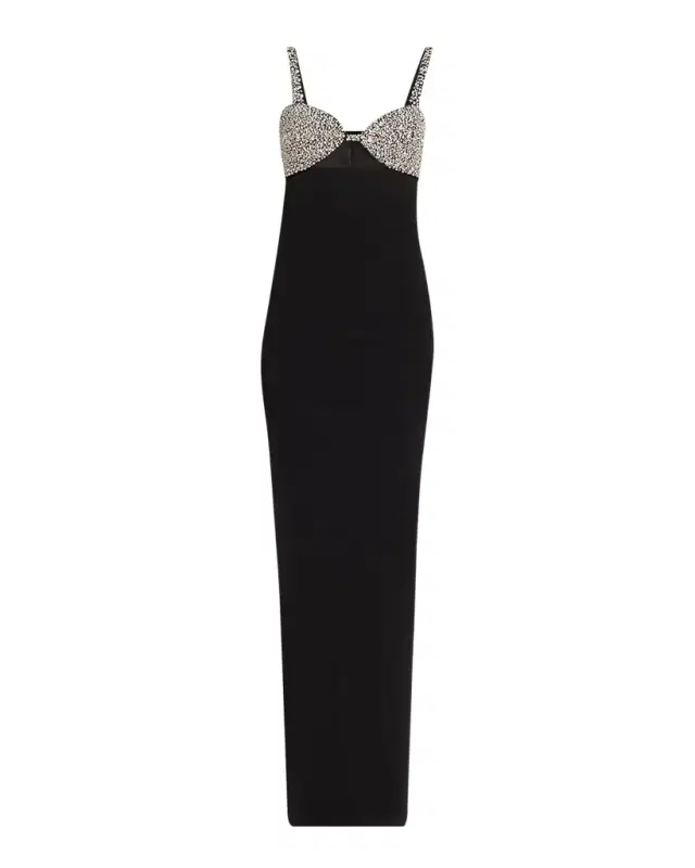 The New Arrivals by Ilkyaz Ozel Lux Crystal-Embellished Cutout Column Gown