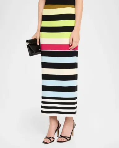 Christopher John Rogers Striped Knit Body-Con Midi Skirt | Thumbnail 4