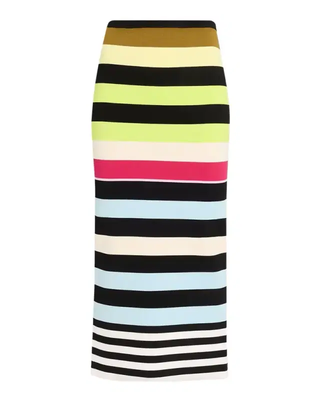 Striped Knit Body-Con Midi Skirt