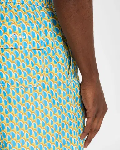 Kiton Men's Geometric Snap-Pocket Swim Trunks | Thumbnail 4