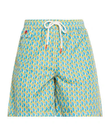 Kiton Men's Geometric Snap-Pocket Swim Trunks | Thumbnail 1