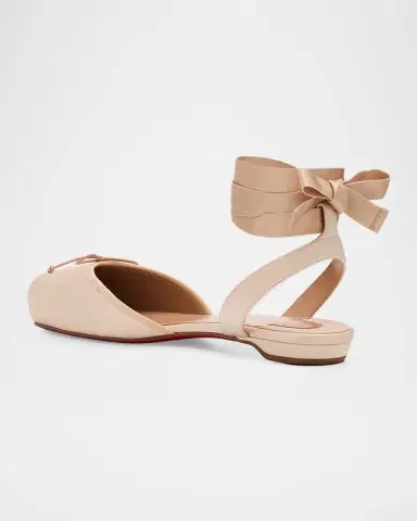 Christian Louboutin Cassia Satin Lace-Up Ballerina Flats | Thumbnail 4