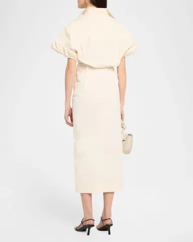 CHRISTOPHER JOHN ROGERS Rolled Short-Sleeve Midi Shirtdress | Thumbnail 3