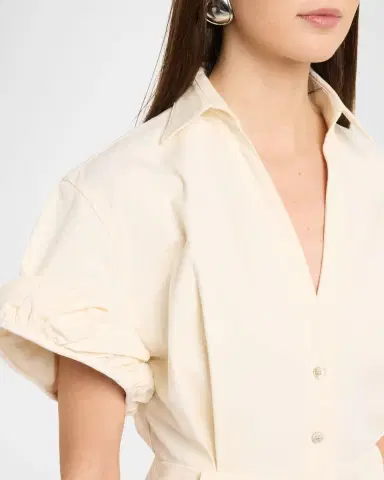 CHRISTOPHER JOHN ROGERS Rolled Short-Sleeve Midi Shirtdress | Thumbnail 5