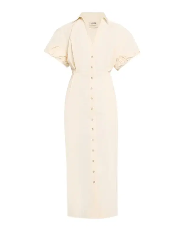 Rolled Short-Sleeve Midi Shirtdress