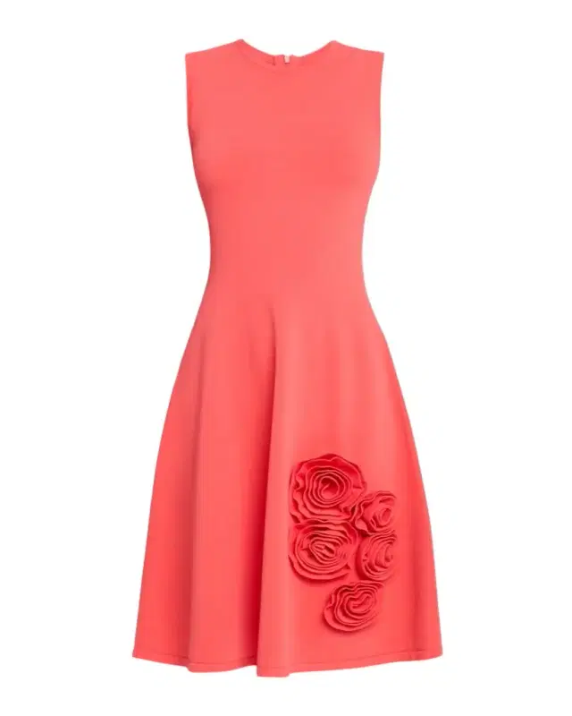 Rose Knit Sleeveless A-Line Dress