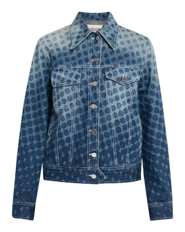 CHRISTOPHER JOHN ROGERS Halftone Wiggle Dot Denim Jacket