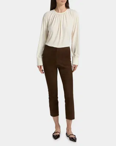Vince Gathered Long-Sleeve Crepe Blouse | Thumbnail 2 Vince Gathered Long-Sleeve Crepe Blouse | Thumbnail 2