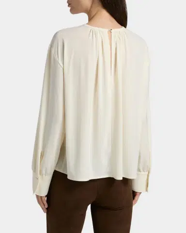 Vince Gathered Long-Sleeve Crepe Blouse | Thumbnail 3 Vince Gathered Long-Sleeve Crepe Blouse | Thumbnail 3