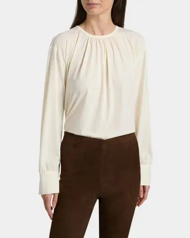 Vince Gathered Long-Sleeve Crepe Blouse | Thumbnail 4 Vince Gathered Long-Sleeve Crepe Blouse | Thumbnail 4