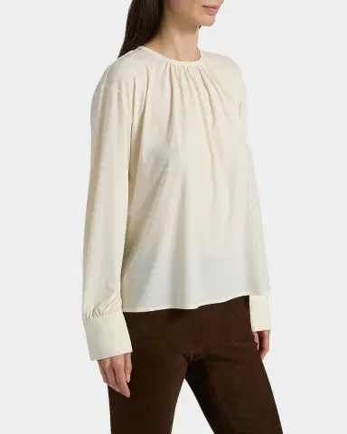 Vince Gathered Long-Sleeve Crepe Blouse | Thumbnail 7 Vince Gathered Long-Sleeve Crepe Blouse | Thumbnail 7