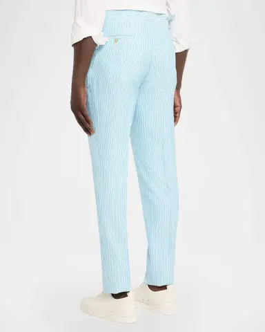 Isaia Pinstripe Seersucker Mid-Rise Straight-Leg Pants | Thumbnail 3