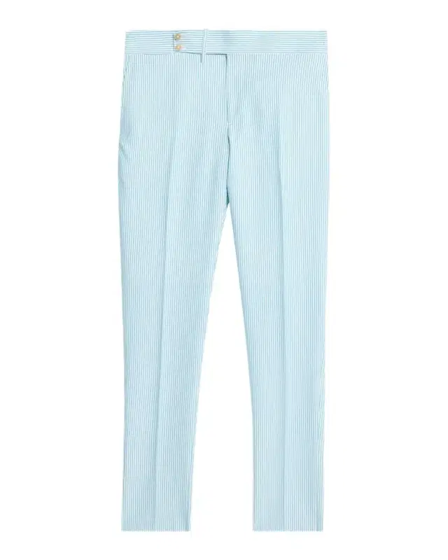 Isaia Pinstripe Seersucker Mid-Rise Straight-Leg Pants