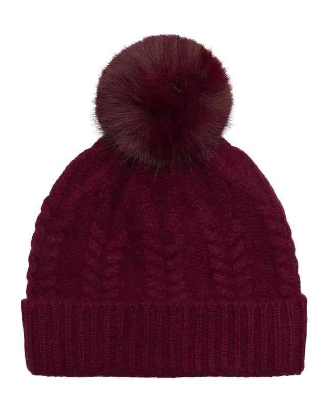 Sofia Cashmere Faux Fur Pom Cashmere Beanie