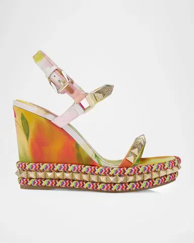 Christian Louboutin 110mm Pyra Clou Satin Spike Wedge Sandals | Thumbnail 4 Christian Louboutin 110mm Pyra Clou Satin Spike Wedge Sandals | Thumbnail 4