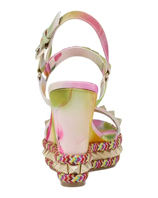 Christian Louboutin 110mm Pyra Clou Satin Spike Wedge Sandals