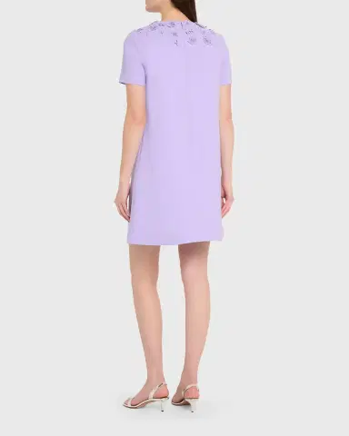 Carolina Herrera Carnation Embroidered Short-Sleeve Mini Dress | Thumbnail 3