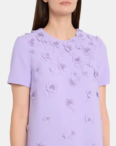 Carolina Herrera Carnation Embroidered Short-Sleeve Mini Dress | Thumbnail 5