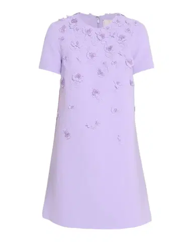 Carolina Herrera Carnation Embroidered Short-Sleeve Mini Dress | Thumbnail 1