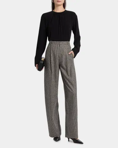 Vince Gathered Long-Sleeve Crepe Blouse | Thumbnail 2 Vince Gathered Long-Sleeve Crepe Blouse | Thumbnail 2