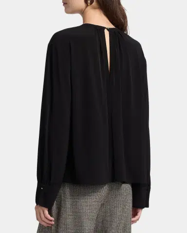 Vince Gathered Long-Sleeve Crepe Blouse | Thumbnail 3 Vince Gathered Long-Sleeve Crepe Blouse | Thumbnail 3