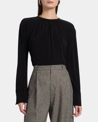 Vince Gathered Long-Sleeve Crepe Blouse | Thumbnail 4 Vince Gathered Long-Sleeve Crepe Blouse | Thumbnail 4