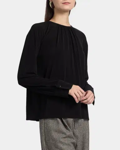 Vince Gathered Long-Sleeve Crepe Blouse | Thumbnail 7 Vince Gathered Long-Sleeve Crepe Blouse | Thumbnail 7