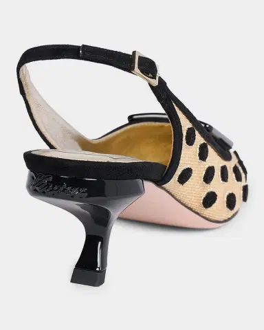 Roger Vivier 55mm Virgule Embroidered Dots Raffia and Suede Slingback Pumps | Thumbnail 2 Roger Vivier 55mm Virgule Embroidered Dots Raffia and Suede Slingback Pumps | Thumbnail 2