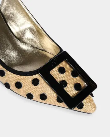 Roger Vivier 55mm Virgule Embroidered Dots Raffia and Suede Slingback Pumps | Thumbnail 3 Roger Vivier 55mm Virgule Embroidered Dots Raffia and Suede Slingback Pumps | Thumbnail 3