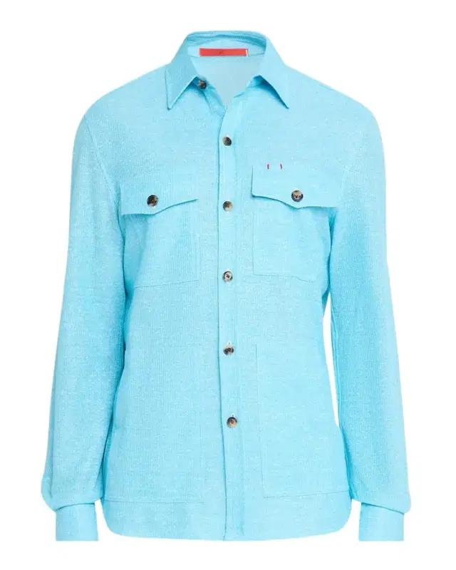 Isaia Men 's Comfort Cotton and Linen Jersey Four-Pocket Overshirt