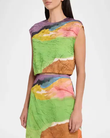 Ulla Johnson x Helen Frankenthaler Gisella Satin Crop Top | Thumbnail 4