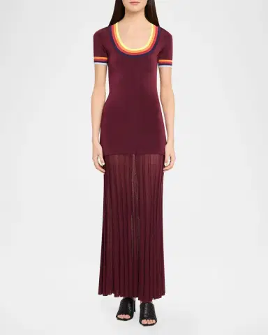 CHRISTOPHER JOHN ROGERS Saucer Neck Short-Sleeve Maxi Dress | Thumbnail 2