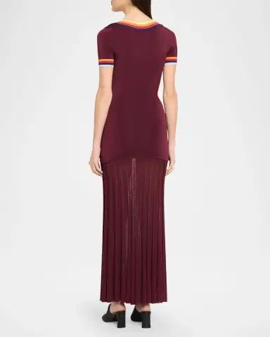 CHRISTOPHER JOHN ROGERS Saucer Neck Short-Sleeve Maxi Dress | Thumbnail 3